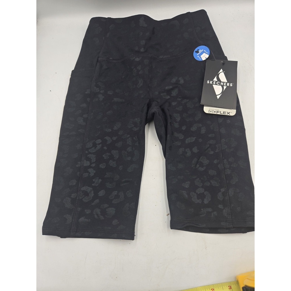 Skechers Goflex Side Pocket Bike Shorts Womens XS Black Leopard